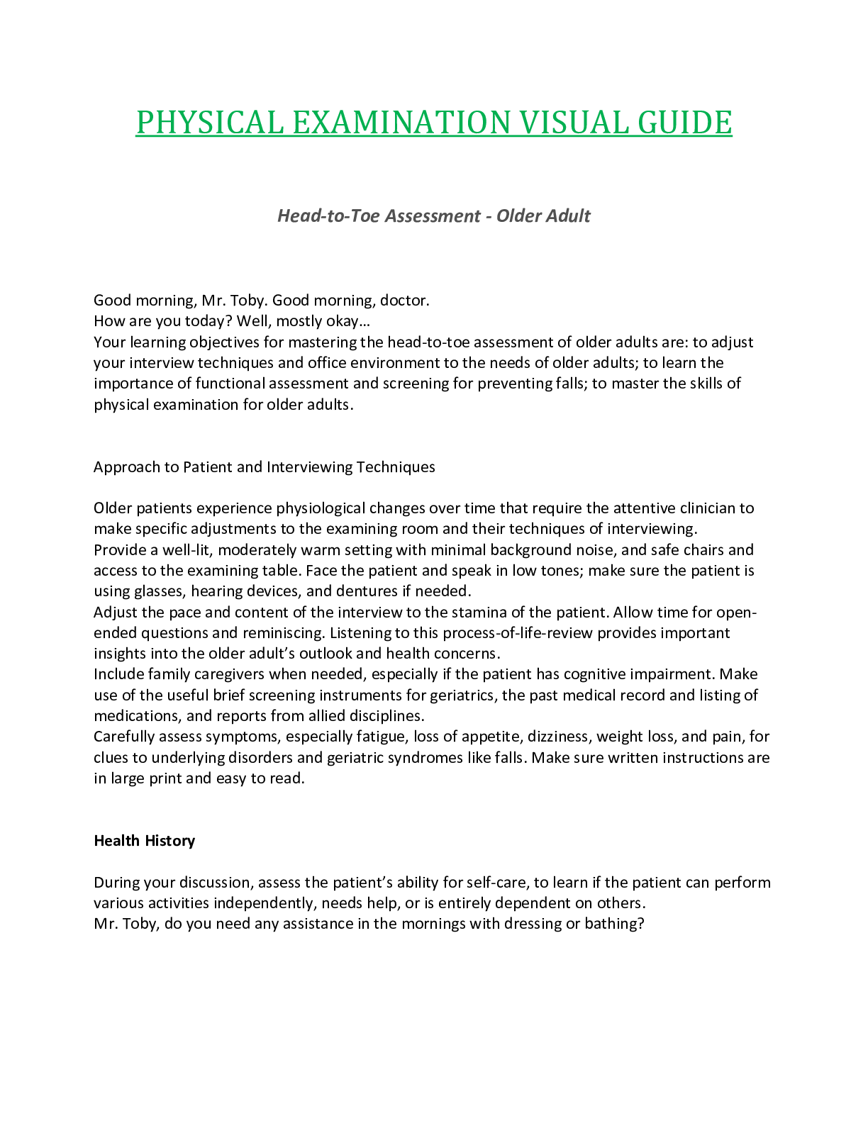Preview image for NR509 / NR 509 Head‐to‐Toe Assessment - Older Adult: Advanced Physical Assessment - Chamberlain